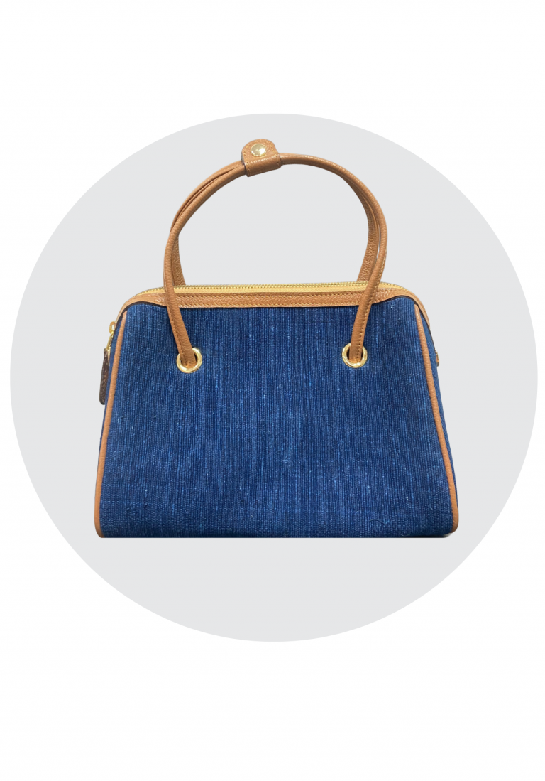 กระเป๋าผ้าครามตัดหนังแท้ (สลักโลโก้ RILCA)