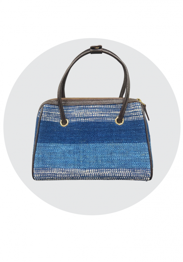 กระเป๋าผ้าครามตัดหนังแท้ (สลักโลโก้ RILCA)