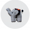 Souvenir-Keychain-GrayElephant พวงกุญแจช้างผ้าไหมแท้ประดับลวดลายไทยทรงดำ